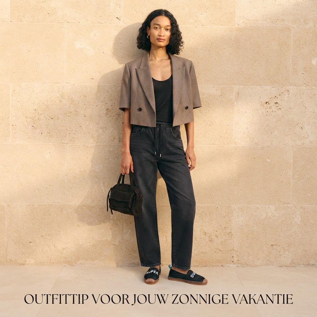 Vakantie-look in taupe en washed zwart