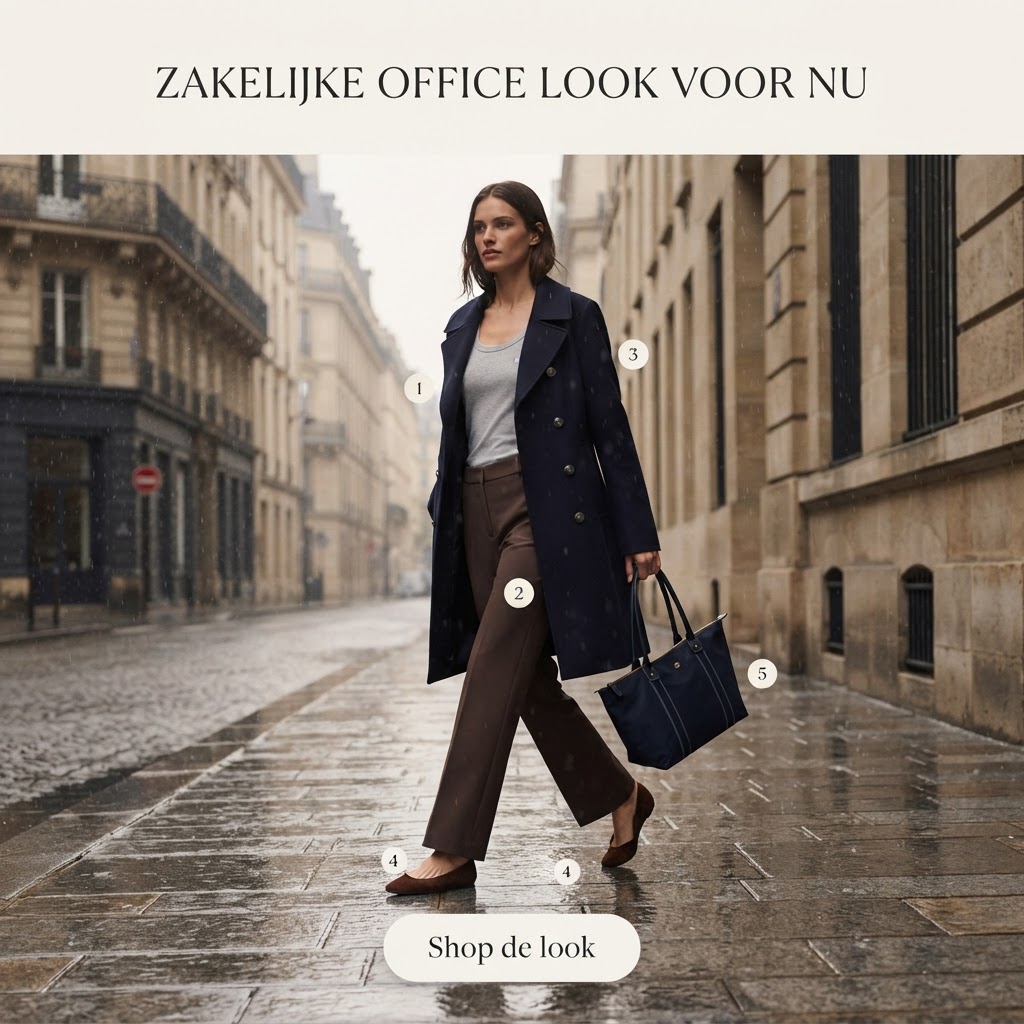 Zakelijke office look voor een regenachtige herfstdag