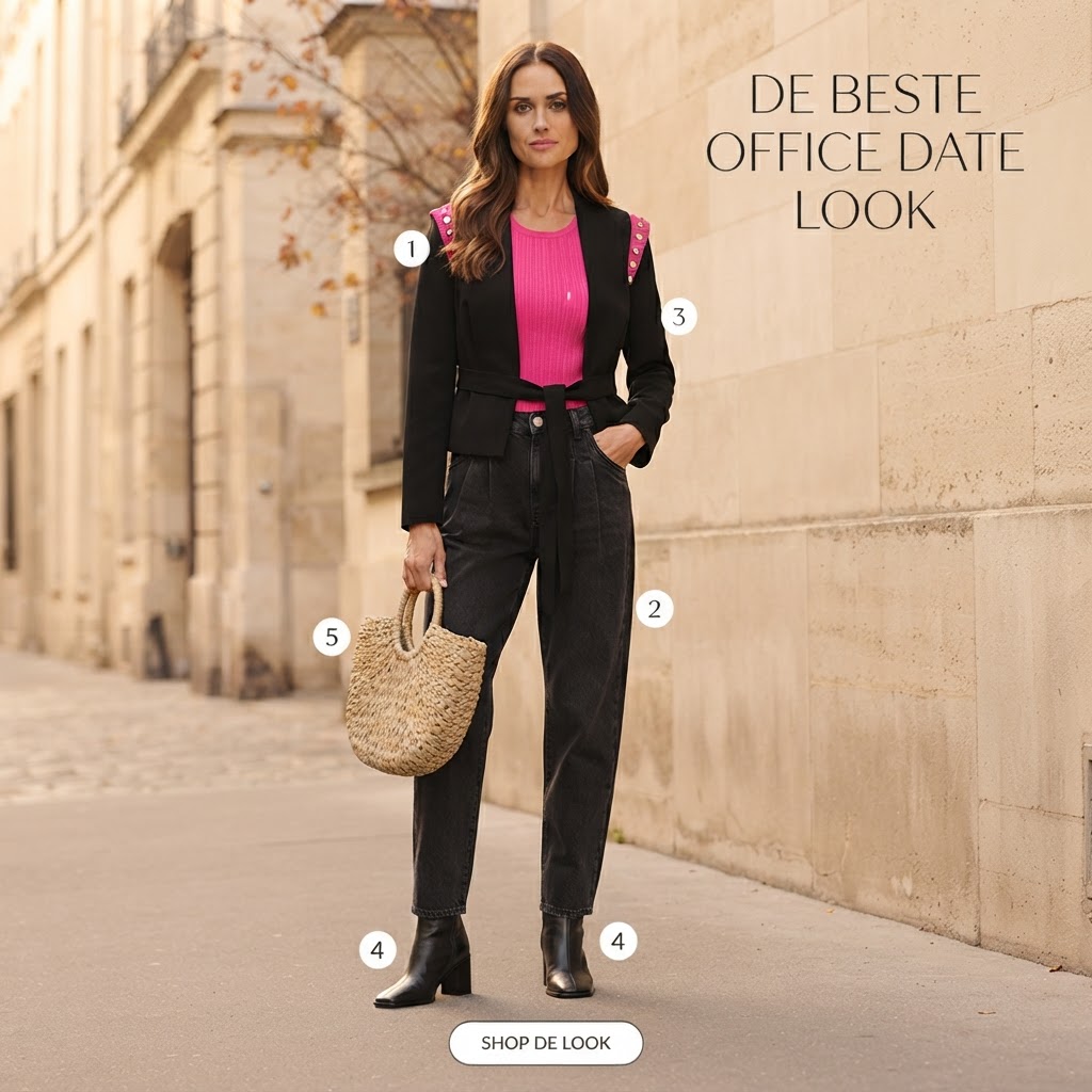 Outfit met roze top en zwart lavado jeans